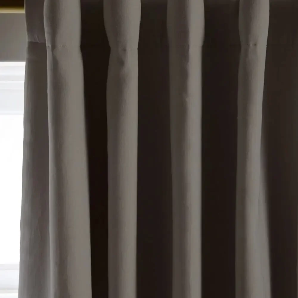 Quince European Linen True Blackout Curtain Panel Cloud Grey Size 96x120